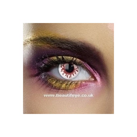 Trauma Blood Splat White Red Zombie Halloween Crazy Contact Lenses