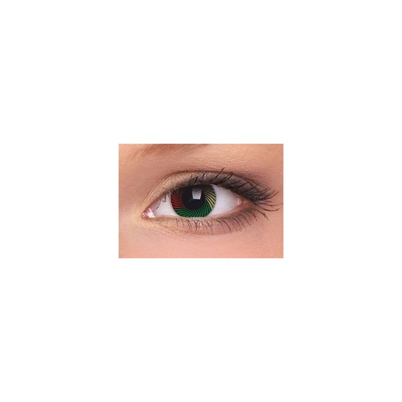 Rasta Tri Tone Flag Colours Yellow Green Red Crazy Colour Contact Lenses (1 Year)