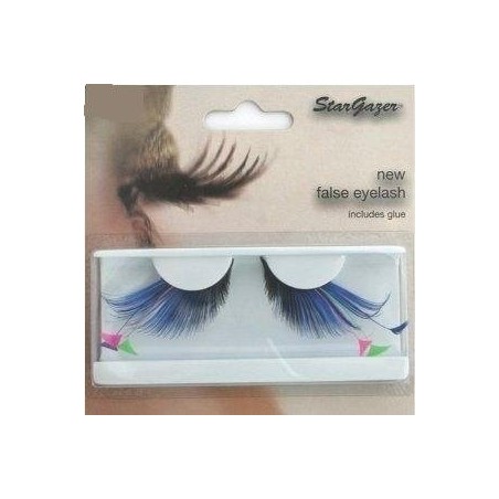 Stargazer Reusable False Eyelashes Blue,Pink & Green Feathers 62