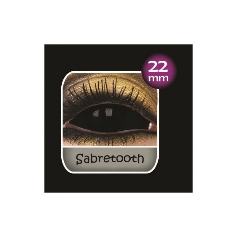 ColourVue Sabretooth Black Sclera Kontaktlinsen für das ganze Auge, 22 mm (6 Monate) und kostenloser Linsenbehälter