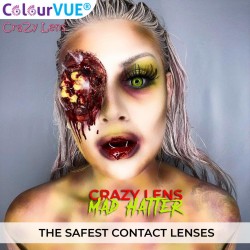 ColourVUE 1 Day Use Mad Hatter Green Yellow Crazy Halloween Coloured Contact Lenses