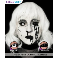 ColourVue Medusa Black and White Sclera Full Eye Contact Lenses 22mm (6 Month) & Free Lens Case