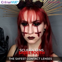 ColourVue Sabretooth Black Sclera Kontaktlinsen für das ganze Auge, 22 mm (6 Monate) und kostenloser Linsenbehälter