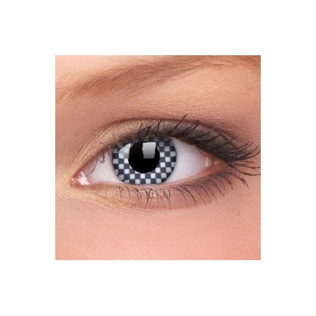 Chequered Check Black And White Crazy Colour Contact Lenses (1 Year Wear)