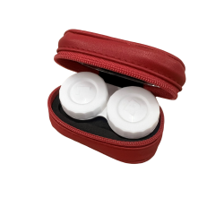 Red Leather Contact Lens soaking Case With Mirror