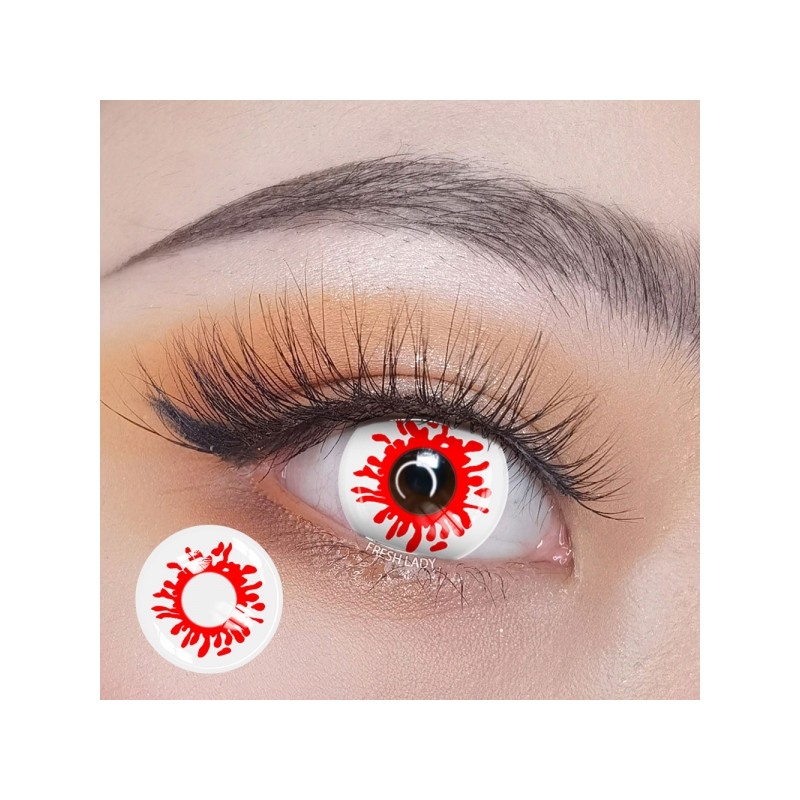 Freshlady Trauma Blood Splat White Red Zombie Crazy Contact Lenses