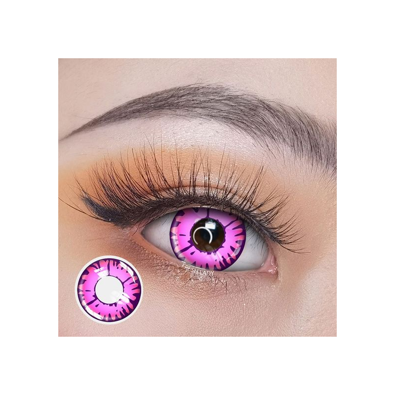 Crazy Pink Splat Enchanted Halloween Coloured Contact Lenses