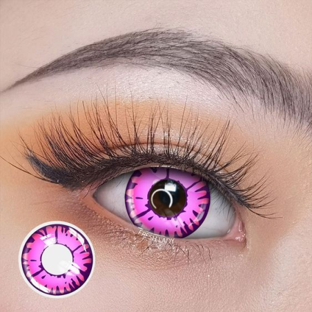 Crazy Pink Splat Enchanted Halloween Coloured Contact Lenses