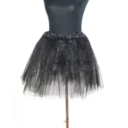 Womens Black Gothic Long Halloween Swan Lake Fancy Dress 3 Layer Tutu